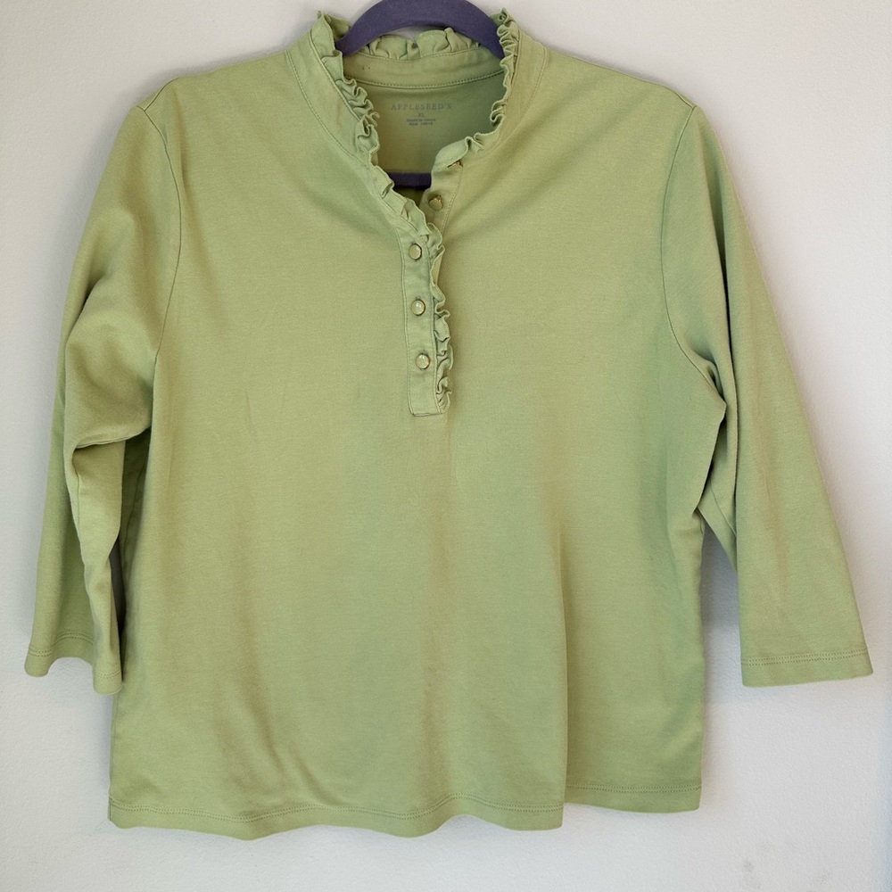 Appleseeds women’s green cotton top size XL